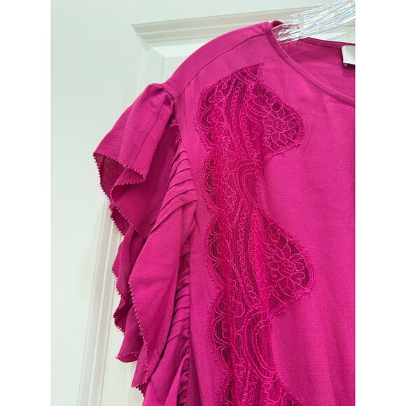 Iro Zestful Lace Ruffle Fuschia Short Dress Size 38/S NWT - Picture 5 of 7
